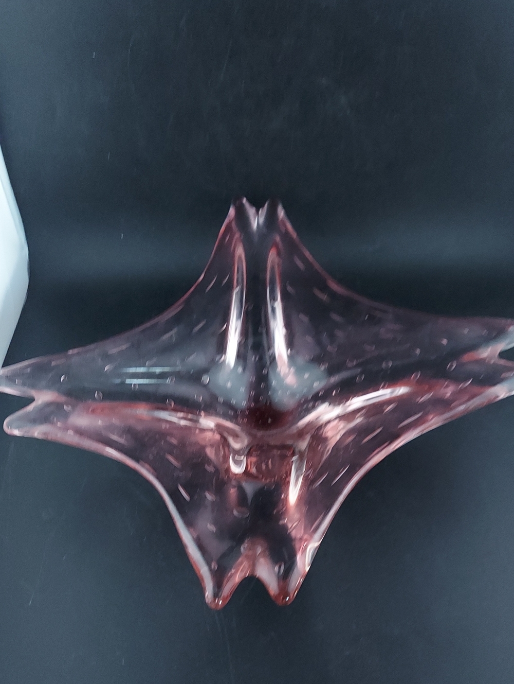 Vintage Pink Murano-Style Art Glass Star Bowl